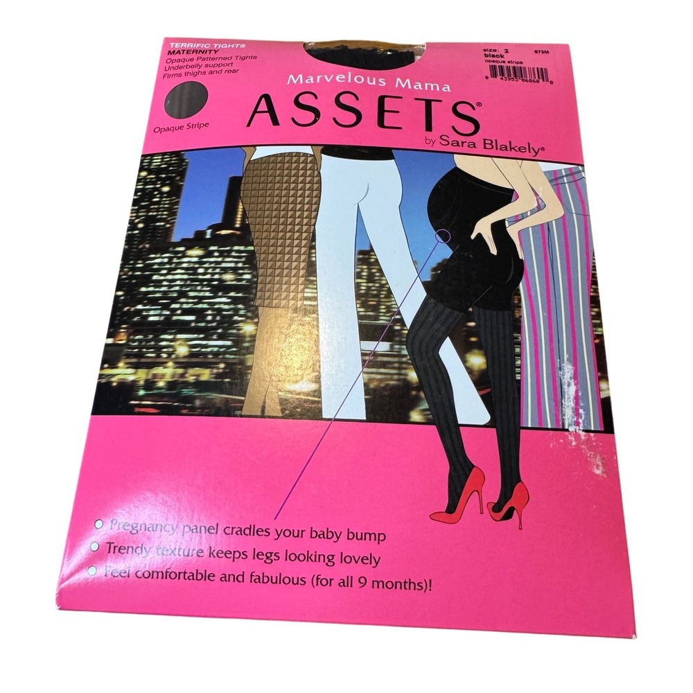 Assets‎ by Sara Blakely Marvelous Mama Maternity Opaque Stripe Tights Size 2